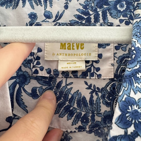 Anthropologie Maeve Blue and White Floral Somerset Short-Sleeve Maxi Dress - Picture 3 of 5